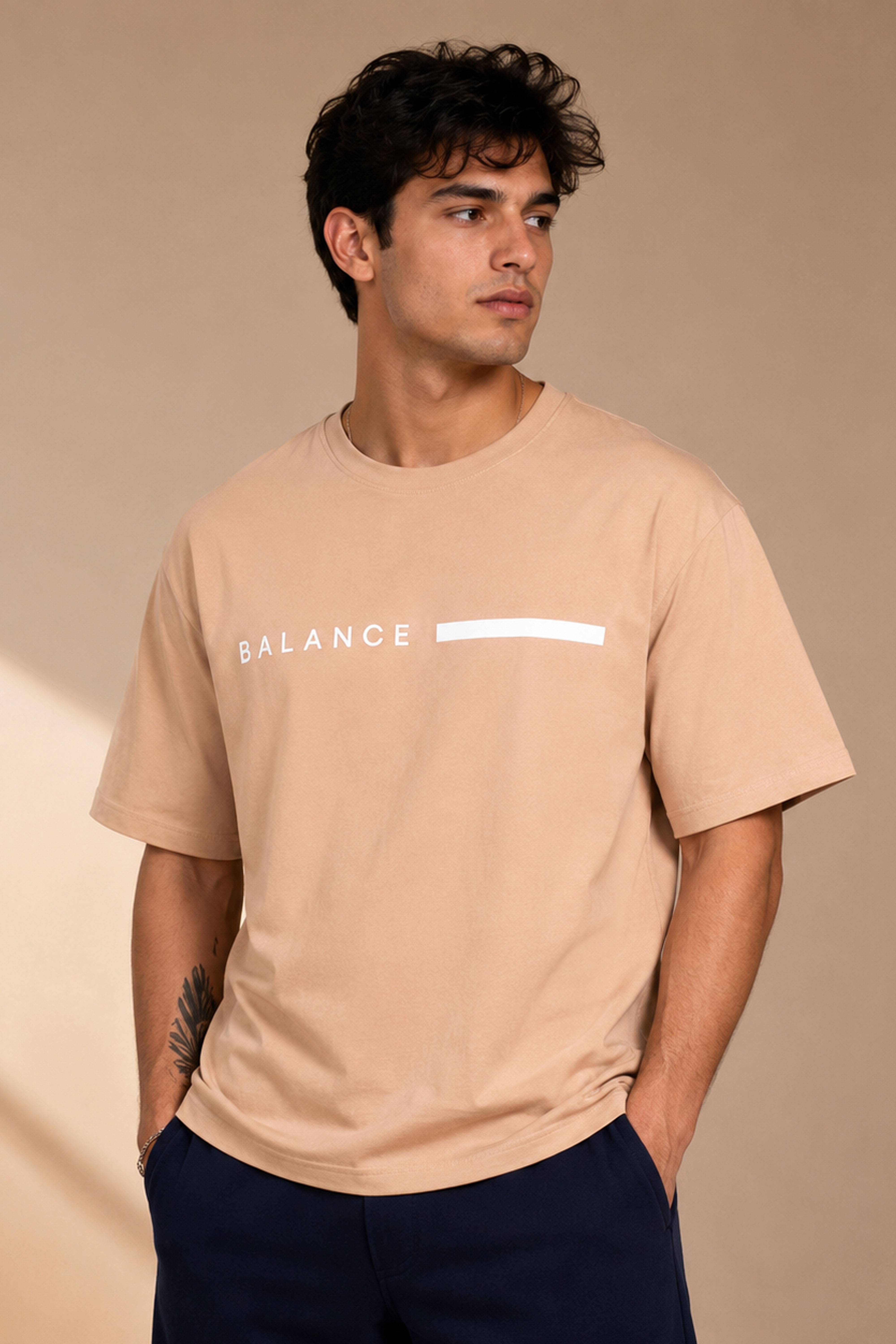 تیشرت مردانه بیسیک طرح BALANCE
