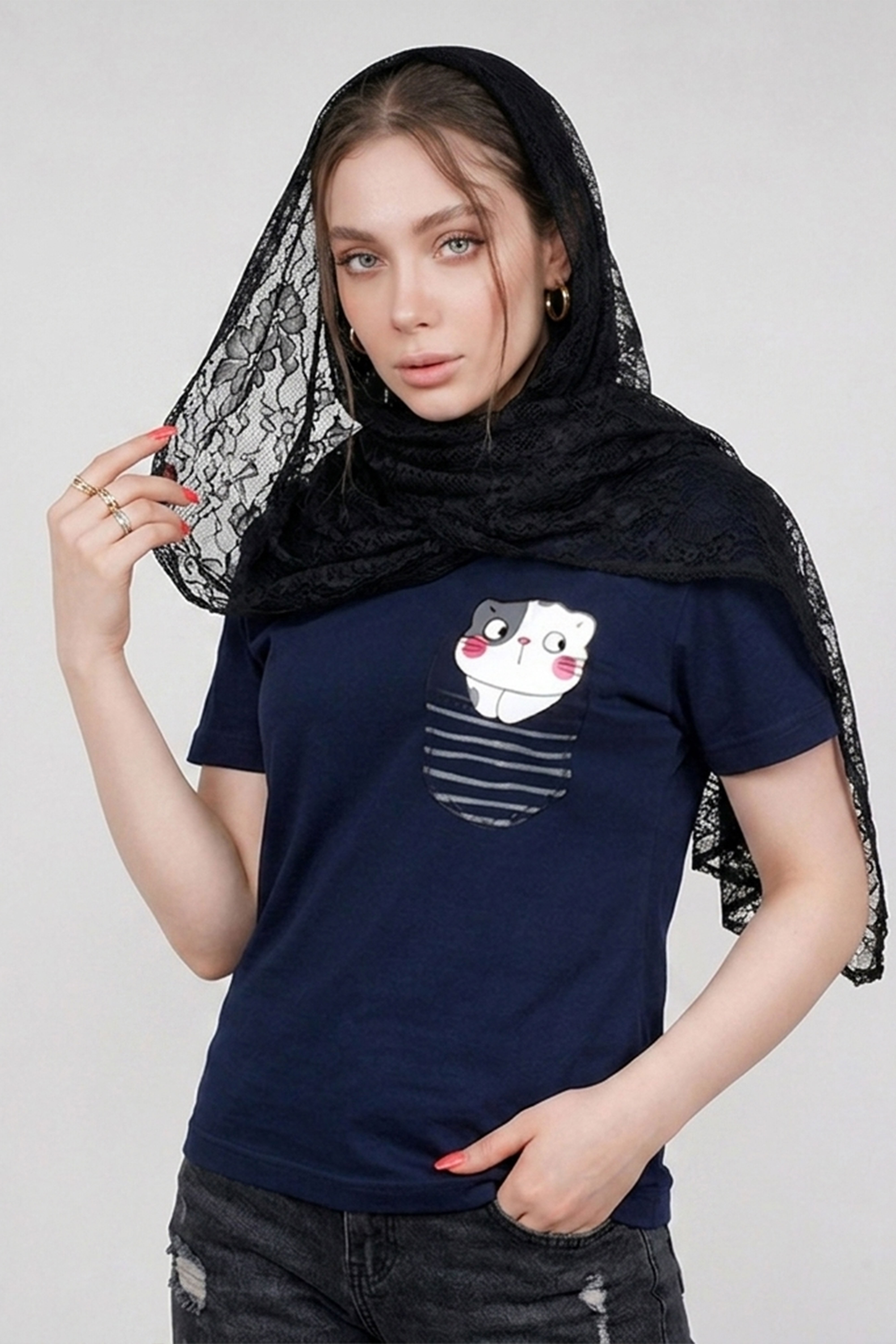 تیشرت زنانه طرح گربه