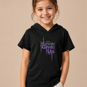 تیشرت کلاهدار دخترانه NEVER GIVE UP