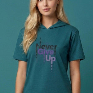تیشرت کلاهدار زنانه NEVER GIVE UP